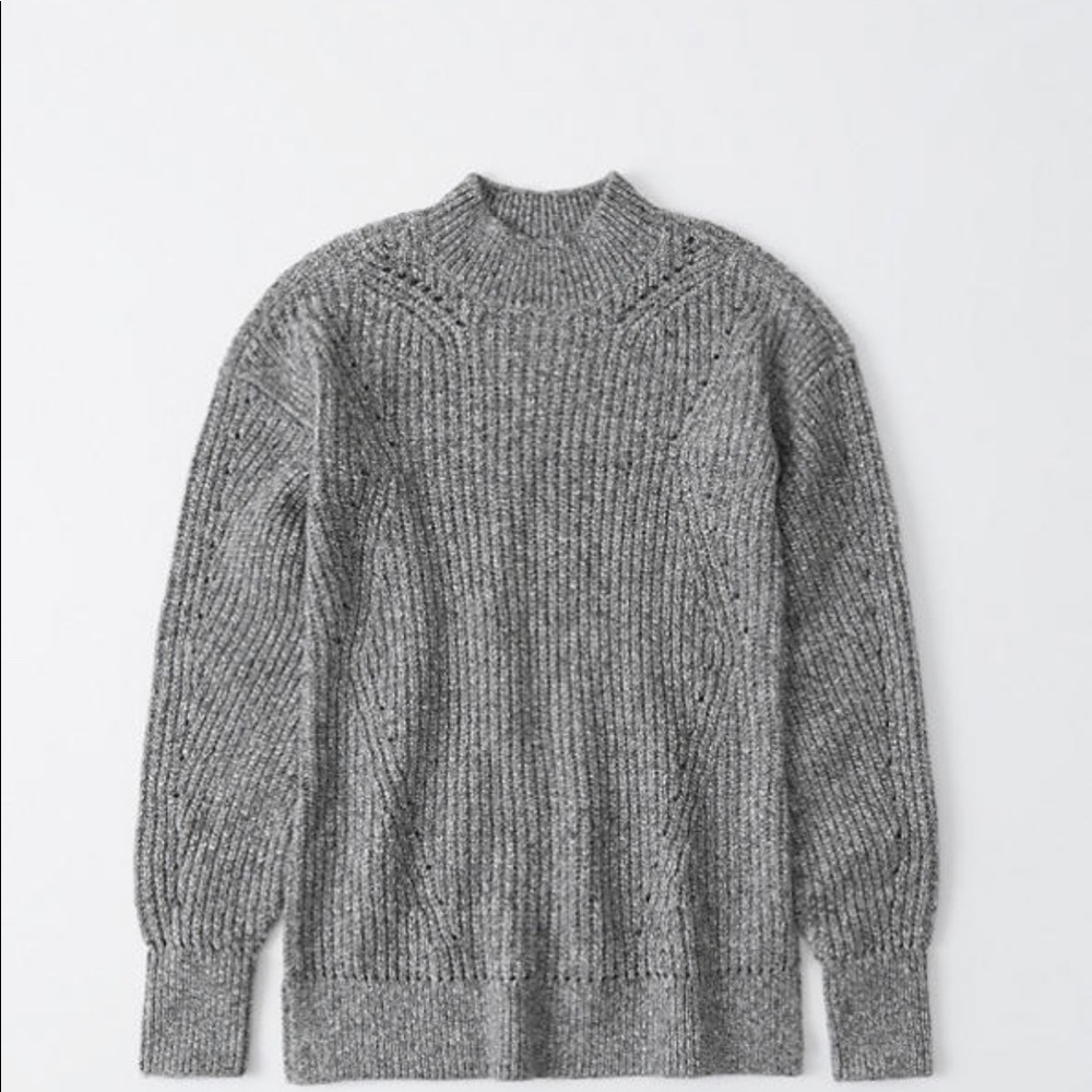 A&F Shaker-Stitch Mockneck Sweater NWT